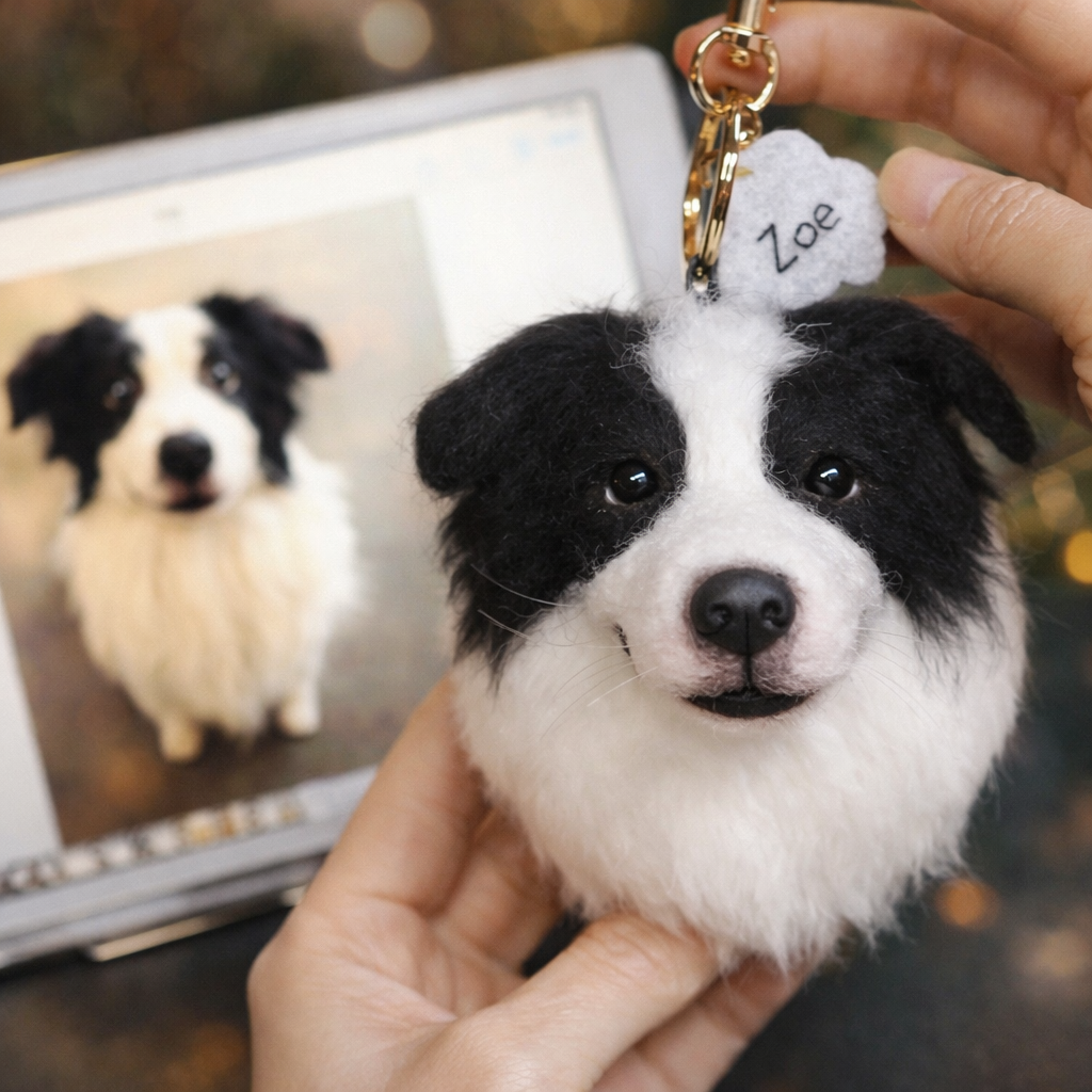 Handmade Pet Portrait Keychain